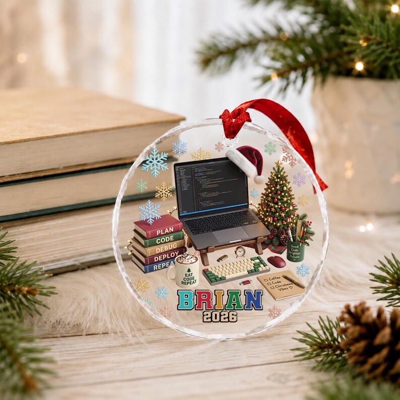 Personalized Software Developer Christmas Ornament, Custom Programmer Coding Keepsake, Tech Geek Holiday Gift C2LT15-4 bild 1