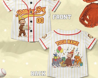 Camiseta de béisbol de cumpleaños de Jorge el Curioso, Camiseta de béisbol de Jorge el Curioso, Camiseta de cumpleaños de Jorge el Curioso, Camiseta de béisbol personalizada D3F418