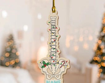 Personalized Anatomical Spine Christmas Ornament, Vertebrae & Pelvis Tree Decor, Chiropractor Physical Therapy Gift, Nurse Gift NGV520