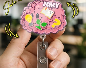 Brain Shaker Badge Reel: Mental Health Neuro Nurse ID Holder,Neuro Nurse badge reel, RN, MD, Neurology healthcare work accessory G5SL04