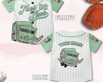 Camiseta de béisbol personalizada de camión de basura, camiseta de Hank para cumpleaños de niño y niña, camiseta de camión de basura para cumpleaños familiar a juego C1GV01-1