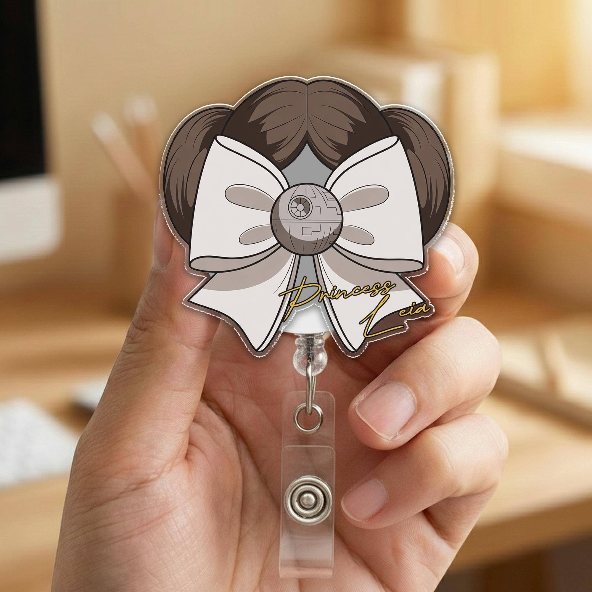Discover Star Wars Coquette Bow 2026 Badge Reel: Princess Leia Darth Girly Galactic ID Holder