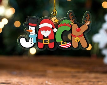 Personalized Alphabet Christmas Ornament With Name, Kids Name Christmas Ornaments, Custom Santa, Holiday Keepsake, Gift For Grandkids BZKM10