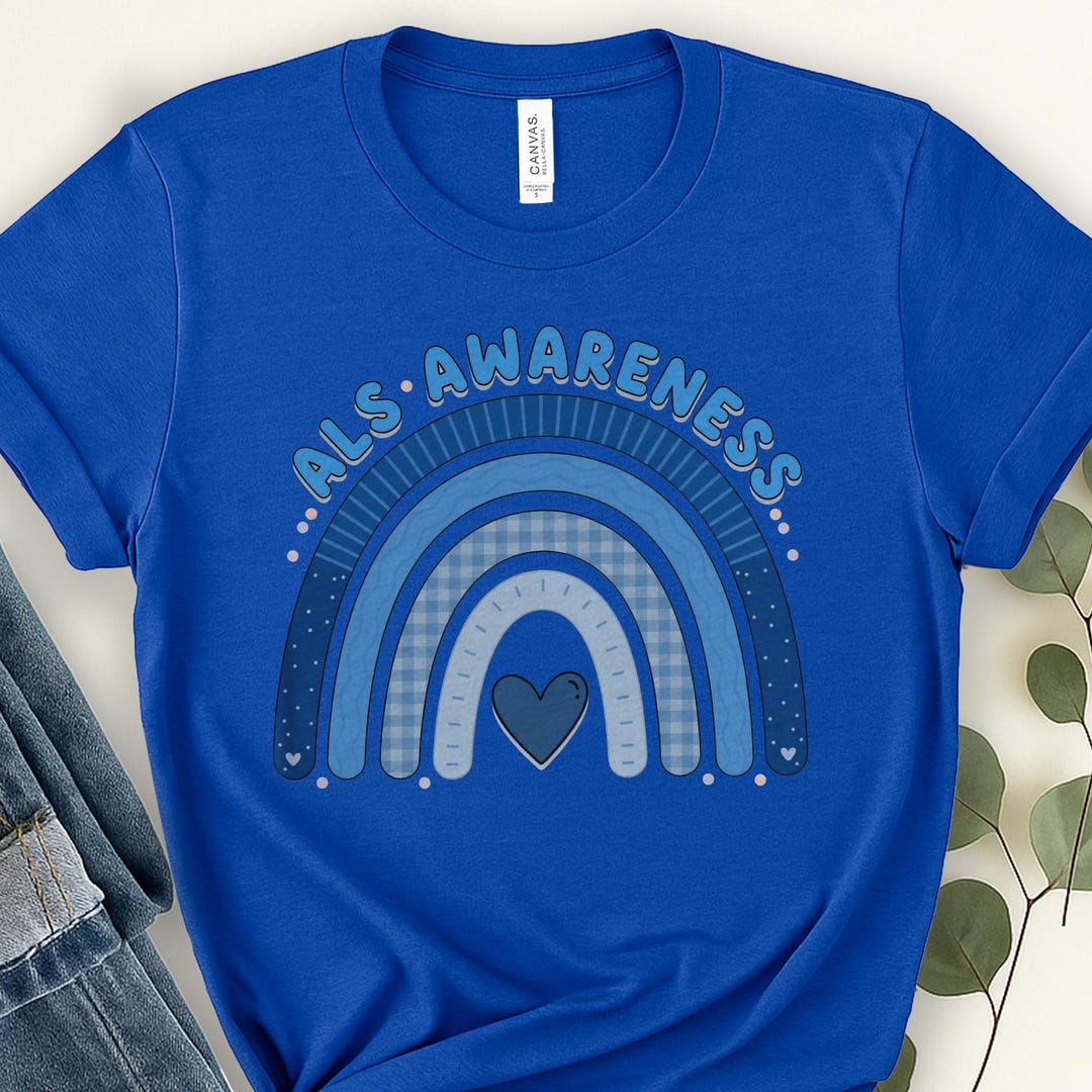 ALS Awareness Shirt, Blue Ribbon Elephant Flower Tee, ALS Warrior ...
