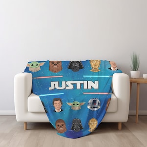 Star Wars Blanket, Personalized Kids Name Blanket, Star Wars Sherpa Blanket, Customizable Blanket, Kids Blanket C1JQ13