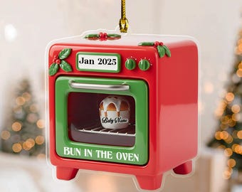 Bun In Oven Christmas Ornament,2D FLAT Expecting Baby, Mom To Be Christmas Ornament, Pregnancy Announcement Ornament, New Mom Gifts G5QRS24