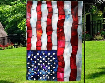 Bandera de jardín estadounidense al revés, inspirada en vidrieras políticas, bandera exterior de Estados Unidos en apuros, bandera de la democracia, bandera patriótica NGP009