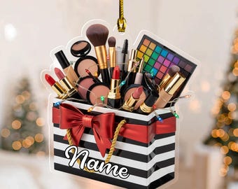 Personalized Makeup Ornament,Cosmetic Christmas Ornament,Custom Beauty Brush Christmas Tree Decoration,Special Gift for Makeup Lovers G5SH07