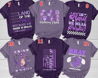 Purple Up For The Military Child T-Shirt, Month of Military Child Shirt, Army Soldier Kids Gift,Boots US Flag Tee,Purple USA Flag Tee NGO102