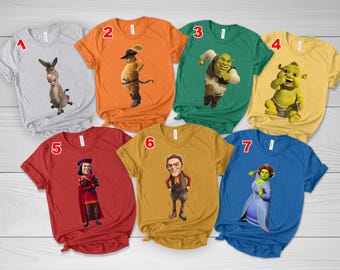 Shrek Group Matching shirt, Personalized Shrek Birthday Family Shirt,Shrek Princess Fiona Puss In Boss Donkey Characters Shirt NFWP23