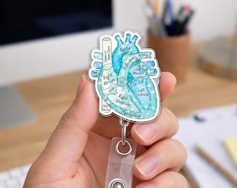 Anatomical Heart Badge Reel Clip,Cardiologist Cardiology Retractable ID Badge Holder,Organ Reel Badge,Cardiac Nurse Gift,Heart Gift GAJS04-6