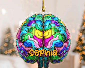 Personalized Aesthetic Anatomical Brain Christmas Ornament, Anatomical Brain, Psycology Gift, perfect gift for student, science lover G5QL12