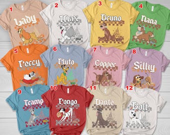 Checkered Disney Dogs Shirt, Retro Disney Dog Tee, Lady and the Tramp Shirt, Pluto Disney Puppy Tee, Disney Pet Lovers Shirt NHP304