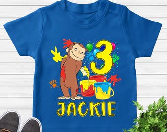 Curious George Birthday Shirt, Family Birthday Matching Shirt, Curious George Birthday Party Shirt, Custom Birthday DTK2I06