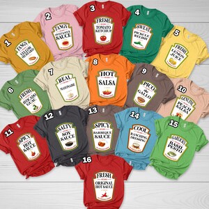 Group Condiments T-Shirts, Christmas Matching Shirt, Matching Condiment Costume Party Shirt, Sauce Group Shirt, Ketchup Shirt C1KL01
