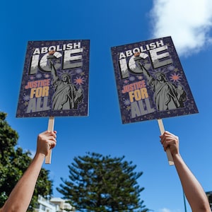 Abolish ICE Immigration Human Rights Protest Sign PRINTABLE, Anti-Trump Poster For March, Digital Download, Political Activist Rally Sign