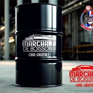 Custom Barrel Sticker | Sticker baril personnalisé | Whiskey Barrel Decal | Bar Decor Man Cave | Vinyle extérieur/ Cave Cocktails/Bar cockta