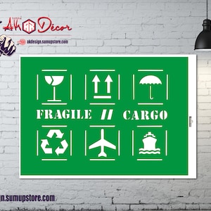 Wiederverwendbare PVC-Klebeschablone / FRAGILE CARGO / Vintage / Vintage-Schablone