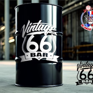 Custom Barrel Sticker | Sticker baril personnalisé | Whiskey Barrel Decal | Bar Decor Man Cave | Vinyle extérieurMini bar | Route66