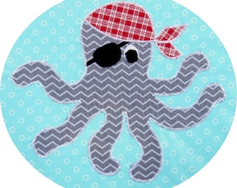 Pirate Octopus Applique Pattern - Instant Download