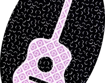 Guitar Applique Pattern - Instant Download