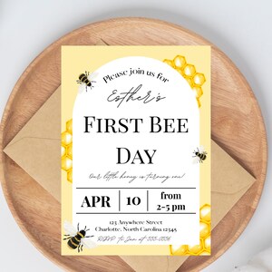 First Bee Day Birthday Invitation | Editable Printable Invite