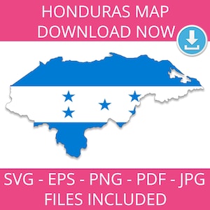 Honduras Flag Map: Vector Graphic Art (Digital Download)