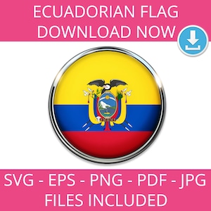 Ecuadorianische Flagge, svg, png, eps, jpg, Kunst, pdf, Karte, Latein, Vektor, Keramik, Amerika, National, Stoff, Kultur, Sofort Download, Grafik,