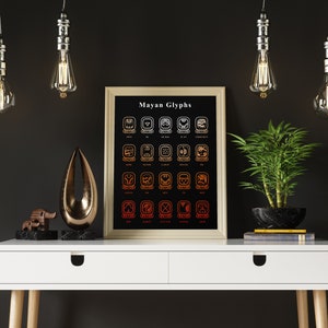 Mayan art, mayan aztec, mayan print, mayan Glyph, mayan gift, mayan wall art, mayan decor, mayan symbols, mayan artwork, mayan designs