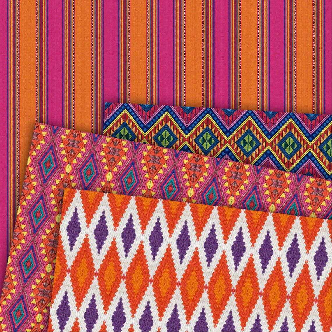 Mexican Fabric Print Textile Art Party Material Bundles Otomi Etsy