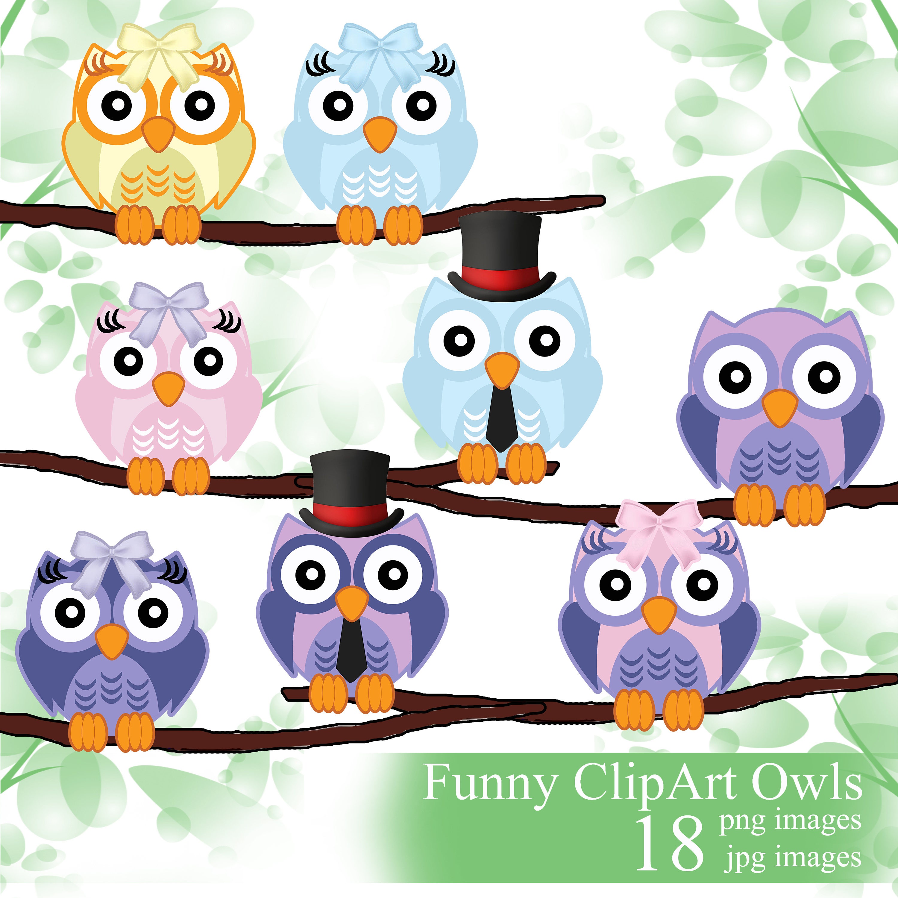 Owl digital clipart, owls clip art set, owl digital print, owl digital clip, owl illustration, owl d