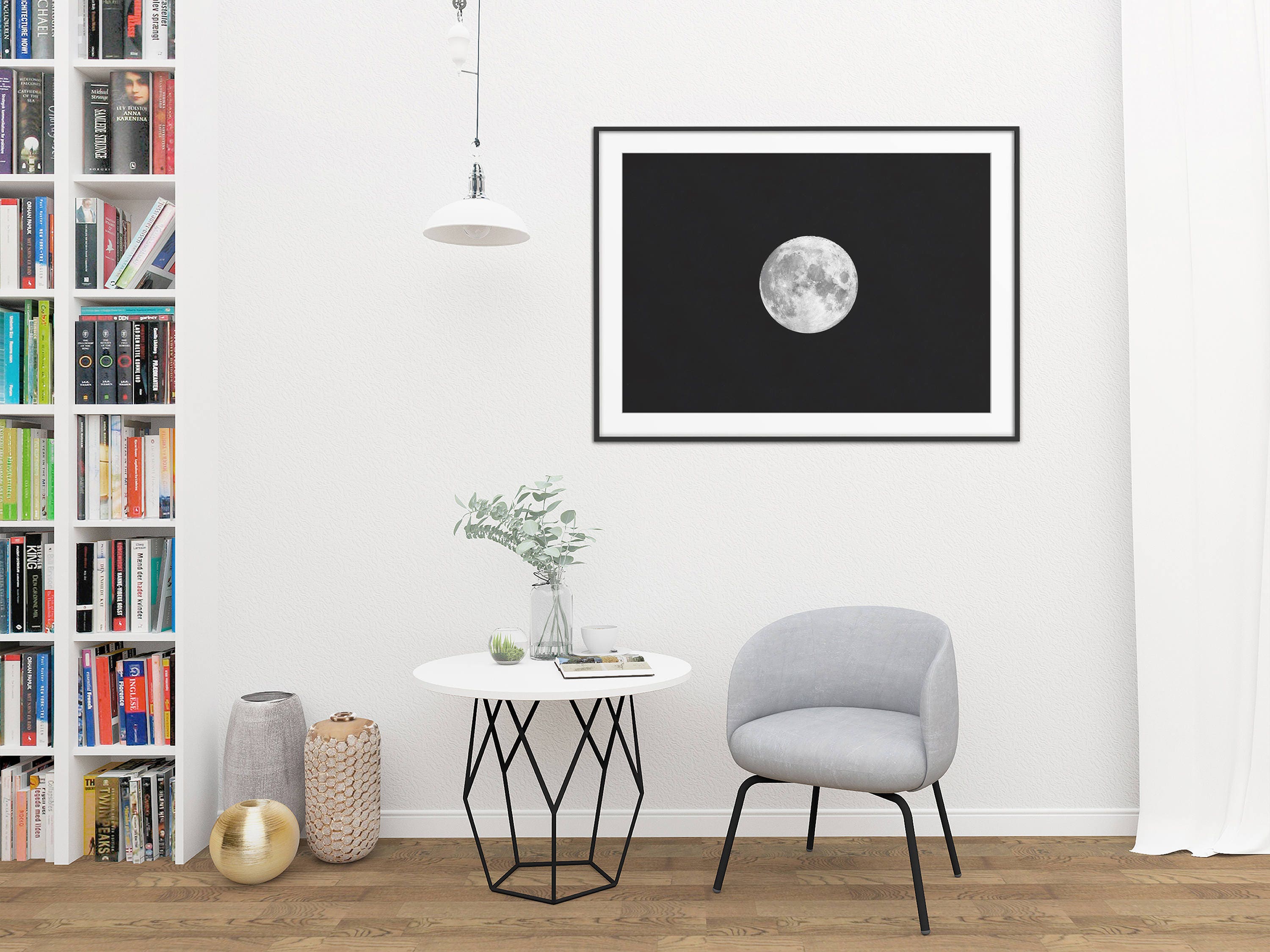 Full moon print moon wall art printables full moon light | Etsy