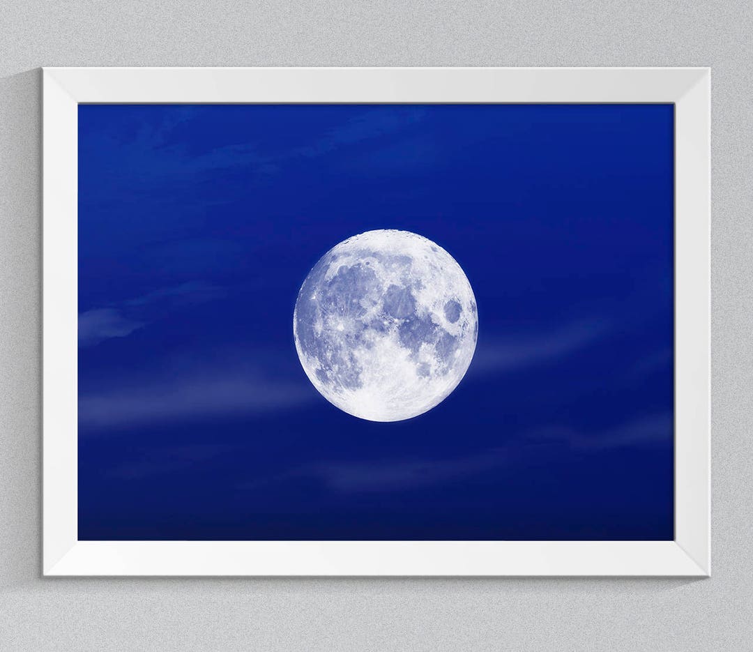 Full Moon Print Moon Wall Art Printables Moon Room Decor Etsy