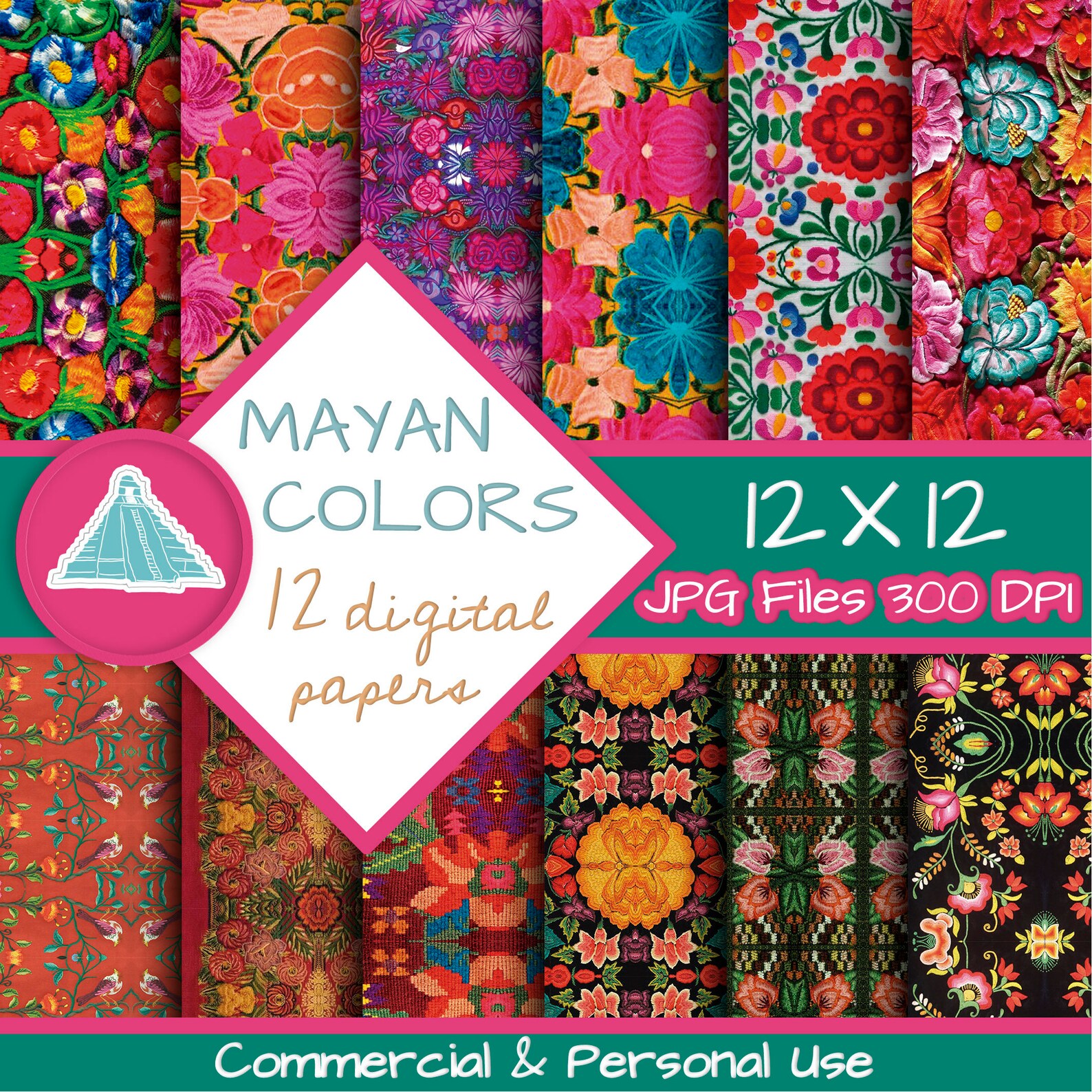 Mexican Flowers Fabric Print Textile Art Background Blanket - Etsy