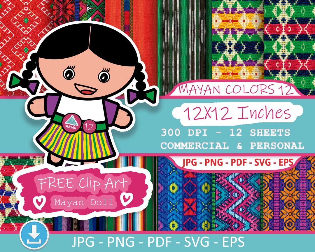 Guatemalan Fabric Print Jpg Png Pdf Eps Svg Textile Chapin Mayan