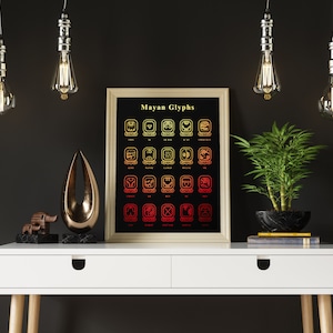 Mayan Glyphs, mayan gift, mayan wall art, mayan decor, mayan art, mayan aztec, mayan print, mayan symbols, mayan artwork, mayan designs