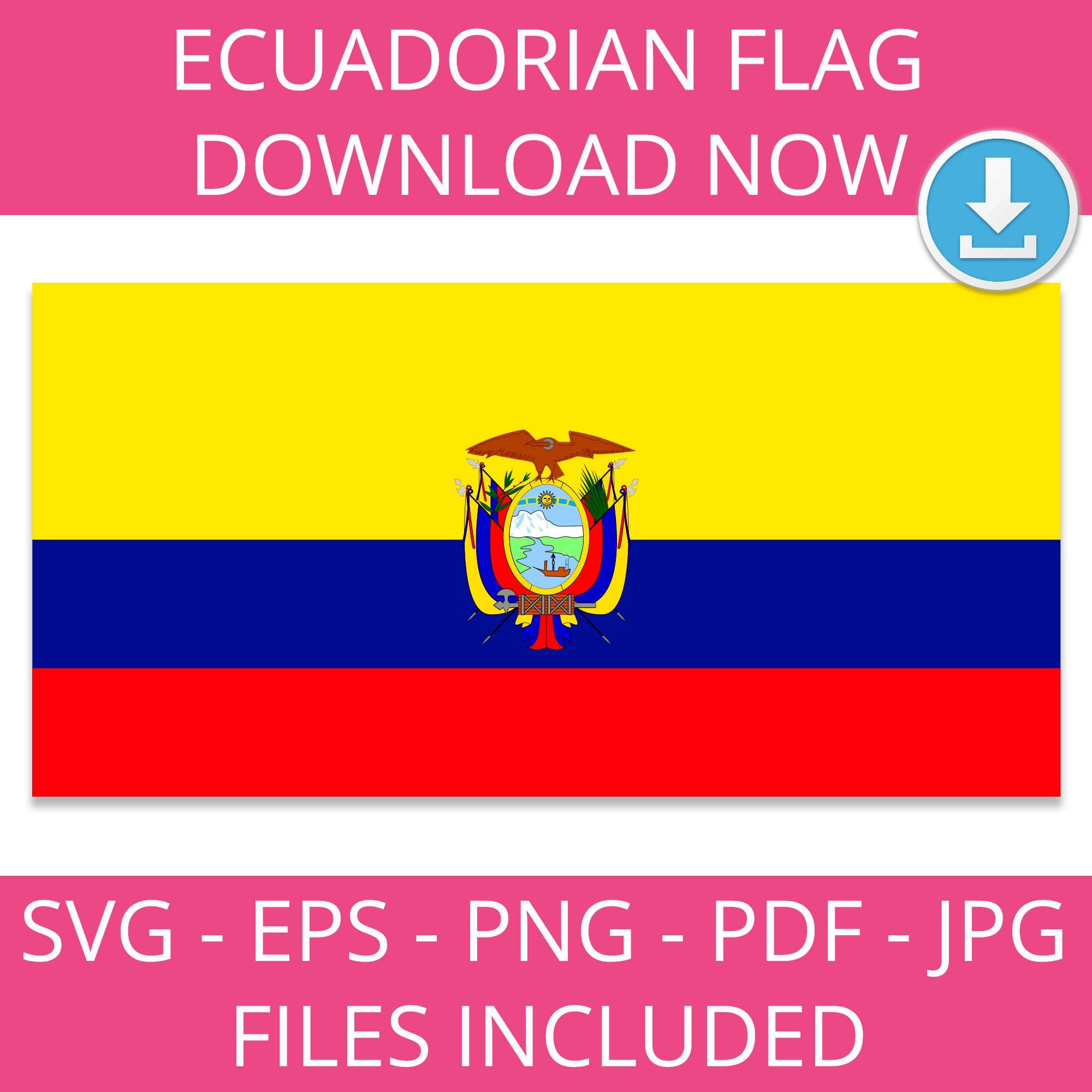 Ecuadorian Flag, Svg, Png, Eps, Jpg, Art, Pdf, Culture, Instant