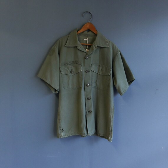 Vtg 1974 US Army OG 107 Utility Shirt NOS Vietnam Era Poplin Womens 18 Rip Stop