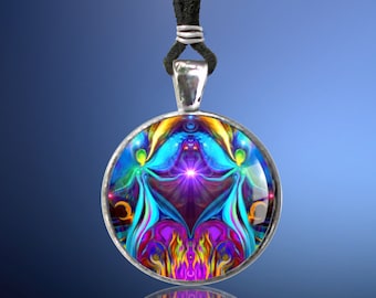 Twin Flames Necklace, Soulmate Love, Violet Flame Pendant "Twin Flames Heart"