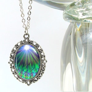 Chakra Jewelry, Reiki Energy Necklace, Blue Green Pendant Necklace New Growth image 1