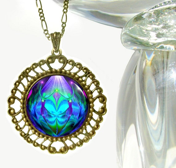 Purple & Teal Twin Flames Necklace, Hippie Jewelry, Chakra Pendant unity 