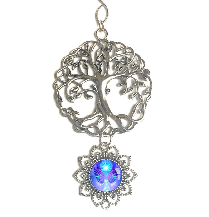 Tree of Life Pewter Ornament with Original Angel Art Pendant, Meaningful Gift Hope image 7
