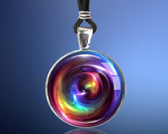 Chakra Art Necklace, Reiki Energy Pendant Necklace "Chakra Swirl"