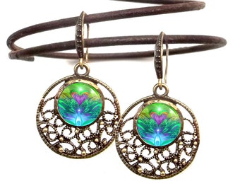 Colorful Jewelry, Reiki Attuned, Spiritual Green Earrings, "Water Healer"