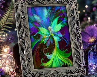 Framed Mini Fairy Art Print - Fantasy Fae Bookish Gift Set, Matching Story Card
