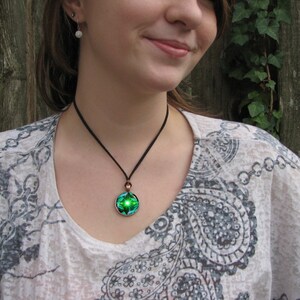 Green Necklace, Angel Art, Heart Chakra Pendant, Twin Flames Reiki Jewelry Angel Heart image 2