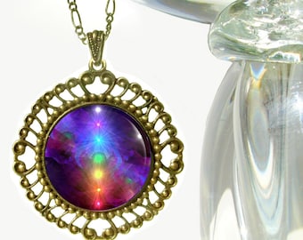 Chakra Jewelry, Rainbow Necklace, Energy Art Pendant "Chakra Healing"