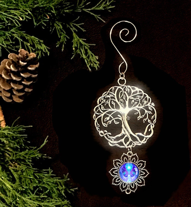 Tree of Life Pewter Ornament with Original Angel Art Pendant, Meaningful Gift Hope image 8