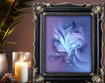 Blue and Violet Abstract Art Print with Graceful Swirls and Symbolism - "Twilight"