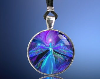 Purple Necklace, Third Eye Intuition, Angel Jewelry, Purple Chakra Art "The Seer"